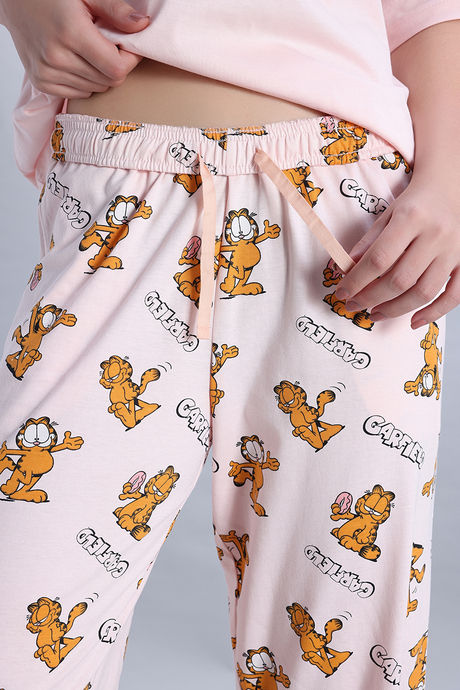 Zivame Garfield Knit Cotton Pyjama Set - Pink Dogwood — image 8